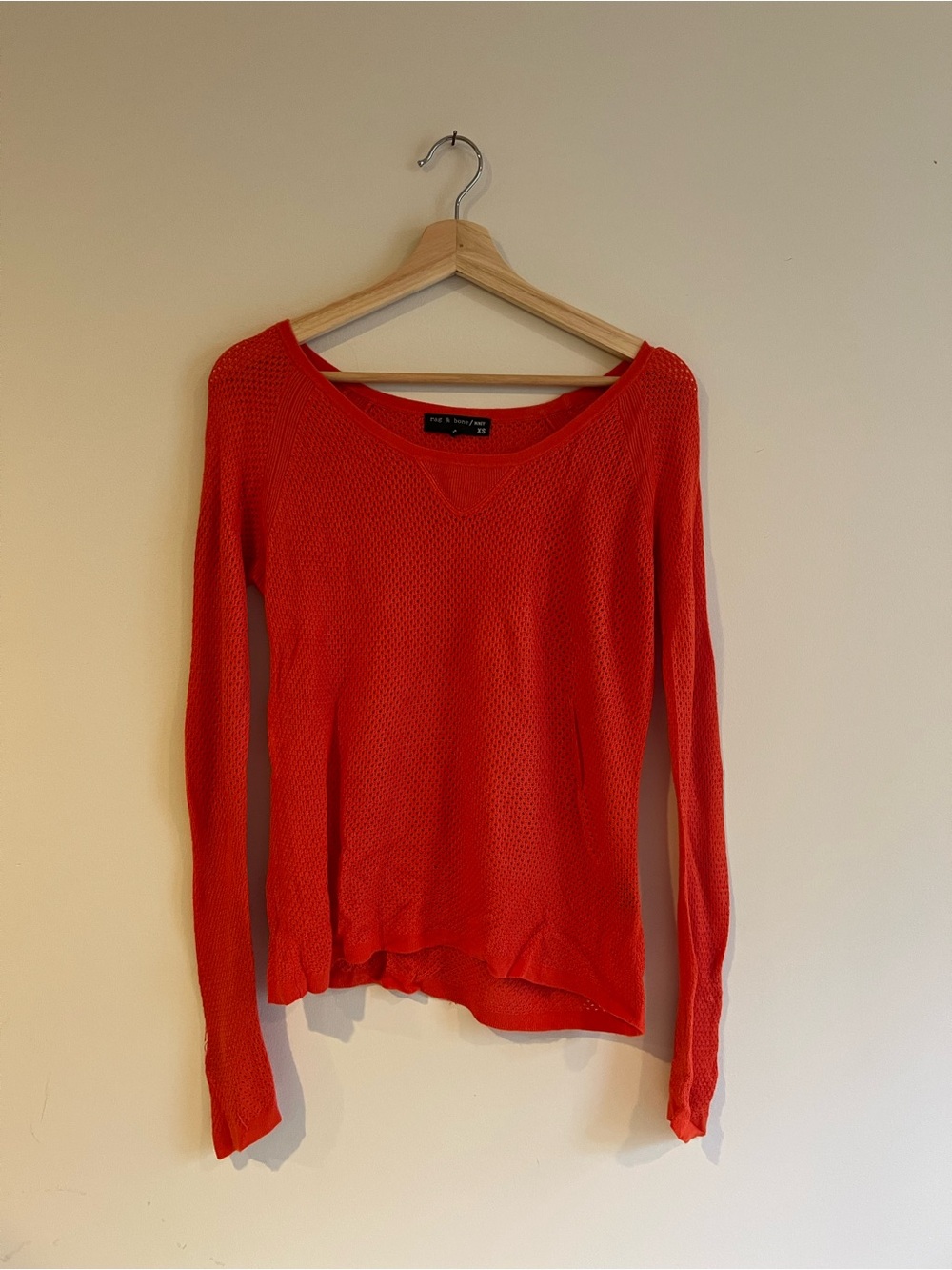 rag & bone Coral Red Lightweight Knit Sweatshirt